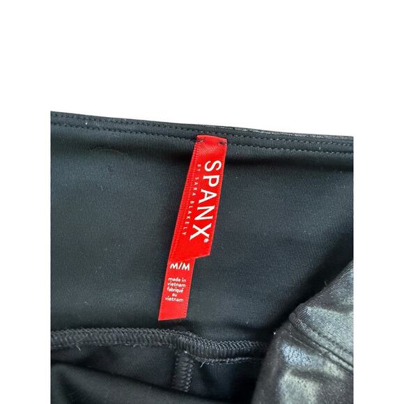 SPANX By Sara Blakely Women's Black Leather High Waisted Skinny Leggings Size M - Picture 4 of 6
